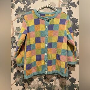 Colorful Checkered Color Block Cardigan, women’s size small/medium**
